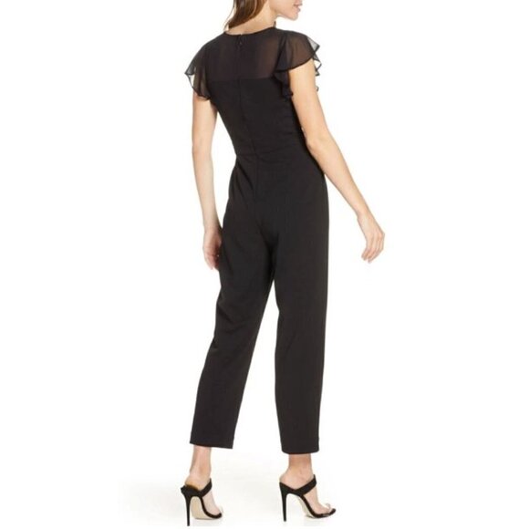 NEW Harper Rose Women's Gathered Illusion Neck Jumpsuit Black MSRP $148 - Picture 4 of 12